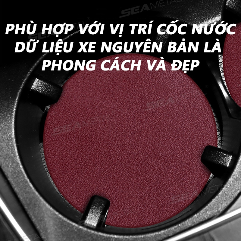 SEAMETAL Bộ 2 Đế Lót Cốc Bằng Microfiber Da Chống Trượt Tiện Dụng Cho Xe Hơi
