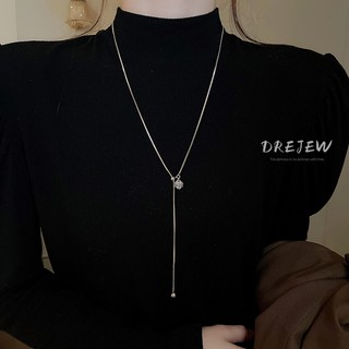 DREJEW Real mạ điện vuông zircon bóng có thể điều chỉnh vòng cổ nhẹ sang trọng dây chuyền áo len