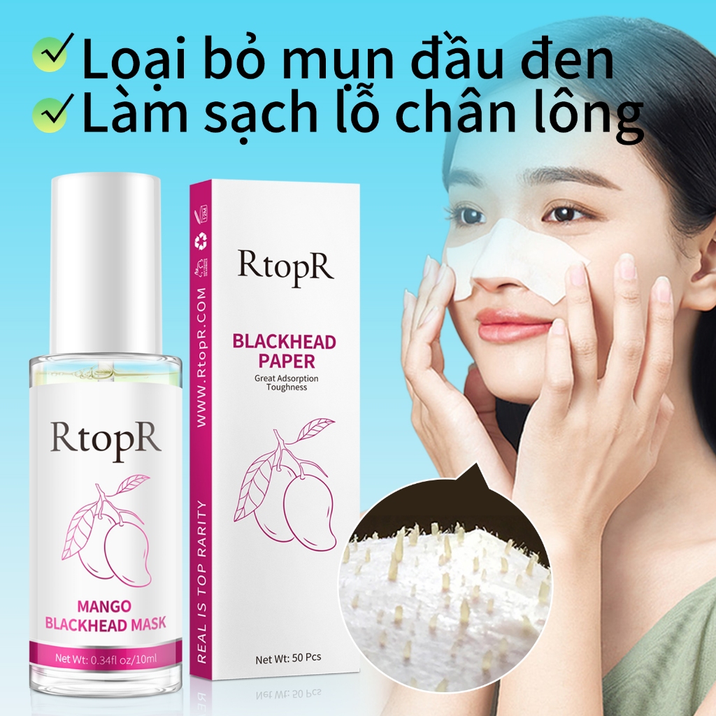 Ảnh RtopR Mango Blackhead Remover Mask  Mặt nạ xoài RtopR kèm 50 giấy lột/ serum loại bỏ mụn đầu đen và thu nhỏ lỗ chân lông 2