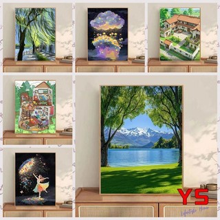 MOZI✨40 * 50cm / 30 * 40cm Phong Cảnh tranh tô màu theo số tranh số hóa bộ tô màu theo số tranh sơn dầu số hoá sơn acrylic  Tự Làm Tranh Sơn Dầu Kỹ Thuật Số Vẽ Tay Tranh Tô Màu Tranh Kỹ Thuật Số Làm Đầy Tranh Vẽ Tay Trang Trí Nhà Cửa Tranh