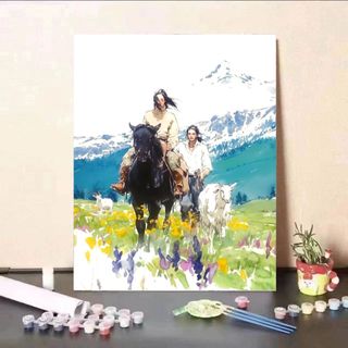 MOZI✨40 * 50cm / 30 * 40cm cặp đôi thảo nguyên tranh tô màu theo số bộ tô màu theo số tranh sơn dầu số hoá tranh số hóa Thảo Nguyên Cặp Đôi Tự Làm Tranh Sơn Dầu Kỹ Thuật Số Tranh Làm Đầy Tranh Vẽ Tay Tranh Acrylic Tranh Trang Trí Nhà Cửa Tranh