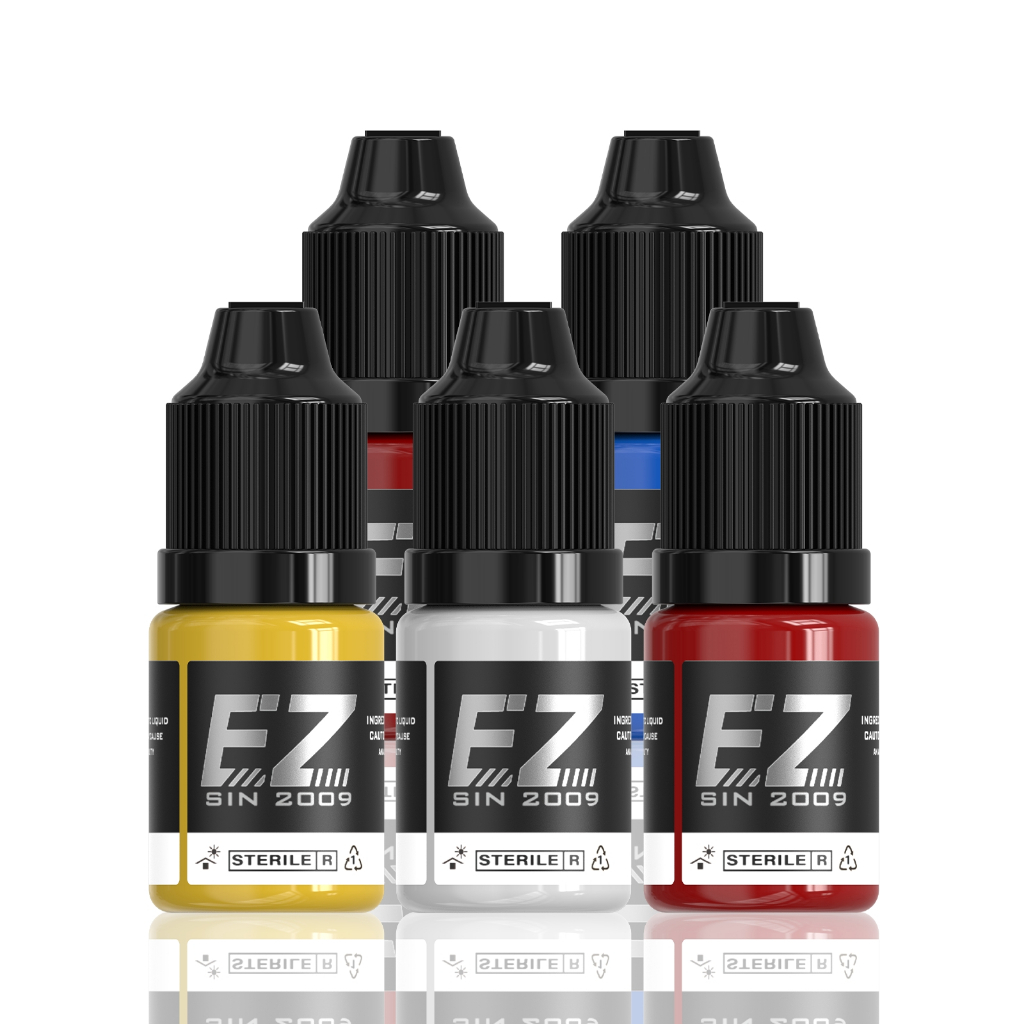 Bộ 5 chai 7ML EZ tattoo INKS Bộ sắc tố mực xăm tiên tiến, được sử dụng để trang điểm 3d làm đẹp da nghệ thuật cơ thể Màu sắc ngẫu nhiên phù hợp