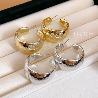 DREJEW Bông tai hình chữ C rộng vành kim cương xuyên biên giới mới thiết kế đơn giản bông tai thích hợp bông tai cao cấp dành cho nữ không gây dị ứng