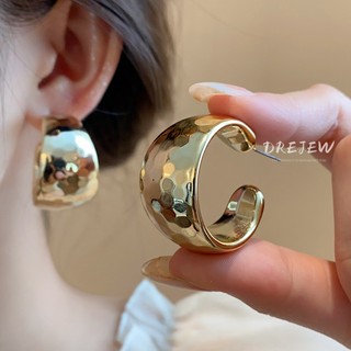 DREJEW Bông tai hình chữ C rộng vành kim cương xuyên biên giới mới thiết kế đơn giản bông tai thích hợp bông tai cao cấp dành cho nữ không gây dị ứng