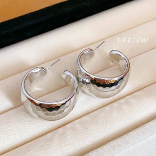 DREJEW Bông tai hình chữ C rộng vành kim cương xuyên biên giới mới thiết kế đơn giản bông tai thích hợp bông tai cao cấp dành cho nữ không gây dị ứng