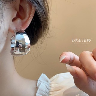 DREJEW Bông tai hình chữ C rộng vành kim cương xuyên biên giới mới thiết kế đơn giản bông tai thích hợp bông tai cao cấp dành cho nữ không gây dị ứng