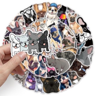 Bộ 50 Pháp Bulldog Hoạt Hình Động Vật Graffiti DIY Laptop Điện Thoại Hành Lý Cốc Chống Thấm Nước Miếng Dán