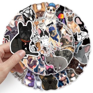 Bộ 50 Pháp Bulldog Hoạt Hình Động Vật Graffiti DIY Laptop Điện Thoại Hành Lý Cốc Chống Thấm Nước Miếng Dán