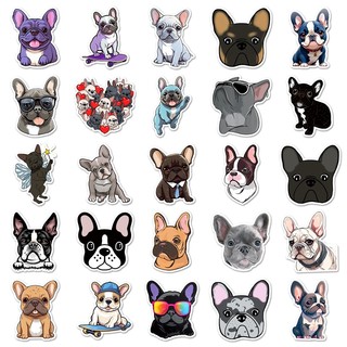 Bộ 50 Pháp Bulldog Hoạt Hình Động Vật Graffiti DIY Laptop Điện Thoại Hành Lý Cốc Chống Thấm Nước Miếng Dán