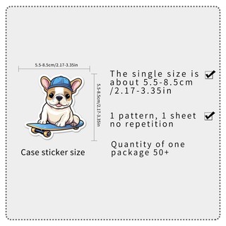 Bộ 50 Pháp Bulldog Hoạt Hình Động Vật Graffiti DIY Laptop Điện Thoại Hành Lý Cốc Chống Thấm Nước Miếng Dán