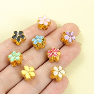 10 Chiếc 8 Màu Hoa Mai / Sakura Men Miếng Đệm Hạt DIY Bện Dây Đỏ Vòng Tay Anklets Kẹp Tóc Trang Trí Năm Cánh Hoa Lỗ Lớn Hai Mặt Nhỏ Giọt Dầu Hợp Kim Hạt