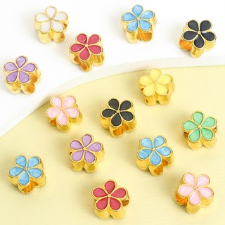 10 Chiếc 8 Màu Hoa Mai / Sakura Men Miếng Đệm Hạt DIY Bện Dây Đỏ Vòng Tay Anklets Kẹp Tóc Trang Trí Năm Cánh Hoa Lỗ Lớn Hai Mặt Nhỏ Giọt Dầu Hợp Kim Hạt