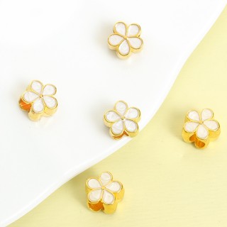 10 Chiếc 8 Màu Hoa Mai / Sakura Men Miếng Đệm Hạt DIY Bện Dây Đỏ Vòng Tay Anklets Kẹp Tóc Trang Trí Năm Cánh Hoa Lỗ Lớn Hai Mặt Nhỏ Giọt Dầu Hợp Kim Hạt