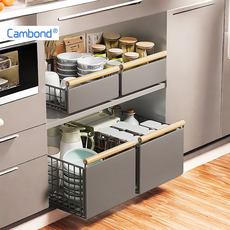 Cambond Hộp đựng đồ dạng ngăn kéo, Dưới Bồn Rửa Có Giá Để Đồ Giá Bát Đĩa Trượt Gia Vị Có Giá Để Đồ