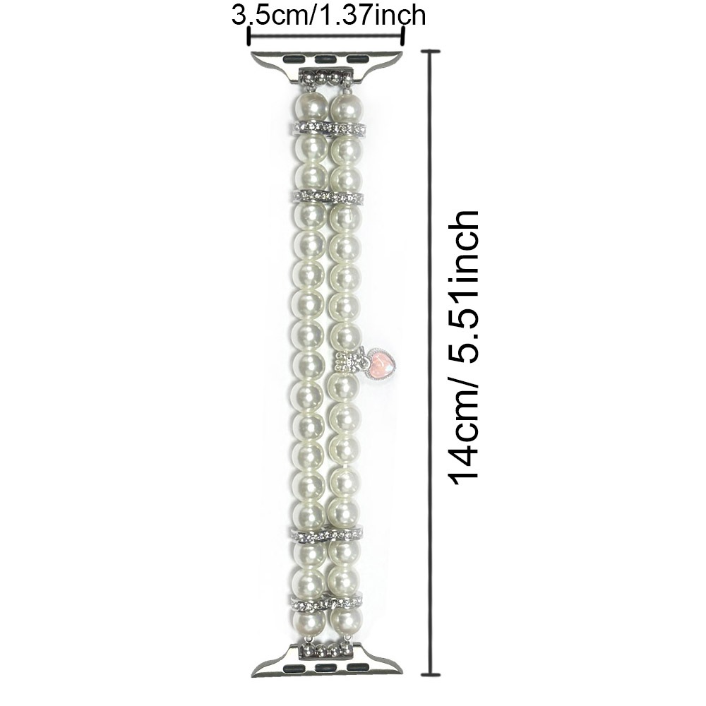 Kim Cương Sang Trọng Ngọc Trai Tình Yêu Bướm S11 Ban Nhạc Cho Apple Watch 49mm Ultra2 45mm 42mm 40 44 mm Vòng Tay Nữ Cho iWatch 41mm 38mm 9 8 7 6 5 4 3 2 SE 1 Dây Đeo Hạt Co Giãn S11