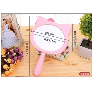 Gương trang điểm cầm tay Kitty Tay cầm đầu mèo Kt Gương trang điểm cho mèo Gương trang điểm cầm tay Màu hồng Sáng tạo Kitty Tay cầm hoạt hình Gương mỹ phẩm Trẻ em Kitty Handheld Makeup Mirror【Chiosala12】