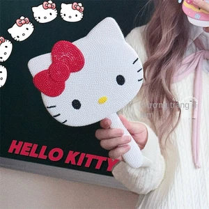 Gương trang điểm cầm tay Kitty Tay cầm đầu mèo Kt Gương trang điểm cho mèo Gương trang điểm cầm tay Màu hồng Sáng tạo Kitty Tay cầm hoạt hình Gương mỹ phẩm Trẻ em Kitty Handheld Makeup Mirror【Chiosala12】