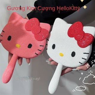 Gương trang điểm cầm tay Kitty Tay cầm đầu mèo Kt Gương trang điểm cho mèo Gương trang điểm cầm tay Màu hồng Sáng tạo Kitty Tay cầm hoạt hình Gương mỹ phẩm Trẻ em Kitty Handheld Makeup Mirror【Chiosala12】