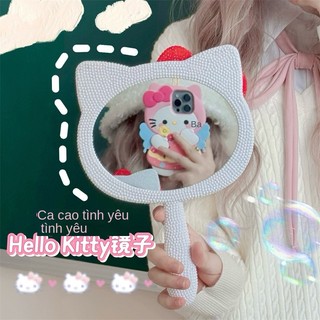 Gương trang điểm cầm tay Kitty Tay cầm đầu mèo Kt Gương trang điểm cho mèo Gương trang điểm cầm tay Màu hồng Sáng tạo Kitty Tay cầm hoạt hình Gương mỹ phẩm Trẻ em Kitty Handheld Makeup Mirror【Chiosala12】