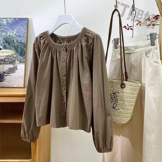 Phong Cách Hàn Quốc Nữ Nữ Rời Đèn Lồng Áo Sơ Mi Tay Dài Áo Baju Baju Wanita Lengan Panjang