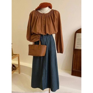Phong Cách Hàn Quốc Nữ Nữ Rời Đèn Lồng Áo Sơ Mi Tay Dài Áo Baju Baju Wanita Lengan Panjang