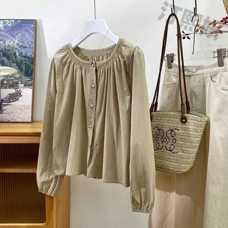 Phong Cách Hàn Quốc Nữ Nữ Rời Đèn Lồng Áo Sơ Mi Tay Dài Áo Baju Baju Wanita Lengan Panjang