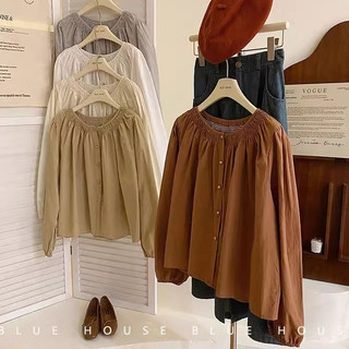 Phong Cách Hàn Quốc Nữ Nữ Rời Đèn Lồng Áo Sơ Mi Tay Dài Áo Baju Baju Wanita Lengan Panjang