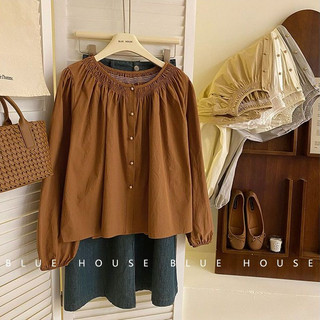 Phong Cách Hàn Quốc Nữ Nữ Rời Đèn Lồng Áo Sơ Mi Tay Dài Áo Baju Baju Wanita Lengan Panjang