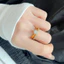 Nhẫn titan nữ không gỉ mạ vàng 18k thiết kế trơn gắn đá pha lê lấp lánh thời trang sang trọng