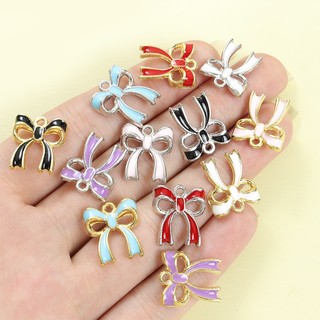 20 Chiếc Thời Trang Nhiều Màu Thắt Nơ Men Nhỏ Giọt Dầu Quyến Rũ, Mặt Dây Hợp Kim Nơ Sống Động Dễ Thương Cho DIY Phong Cách Công Chúa Ngọt Ngào Cô Gái Vòng Cổ Vòng Tay Bông Tai Móc Khóa Túi Phụ Kiện