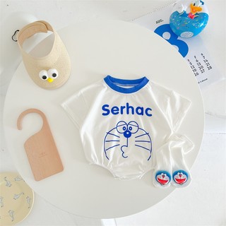 Quần áo trẻ em Áo liền quần Cotton bé trai - Bộ áo liền quần nửa tay Doremon dáng rộng, Bộ đồ ếch mềm cho trẻ sơ sinh (0-24 tháng)