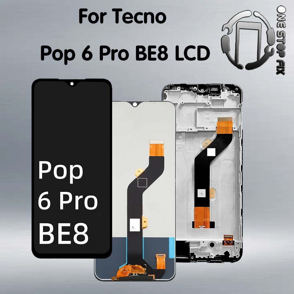 Dành cho Tecno Pop 6 Pro BE8 Màn hình LCD Bộ số hóa màn hình cảm ứng có khung lắp ráp