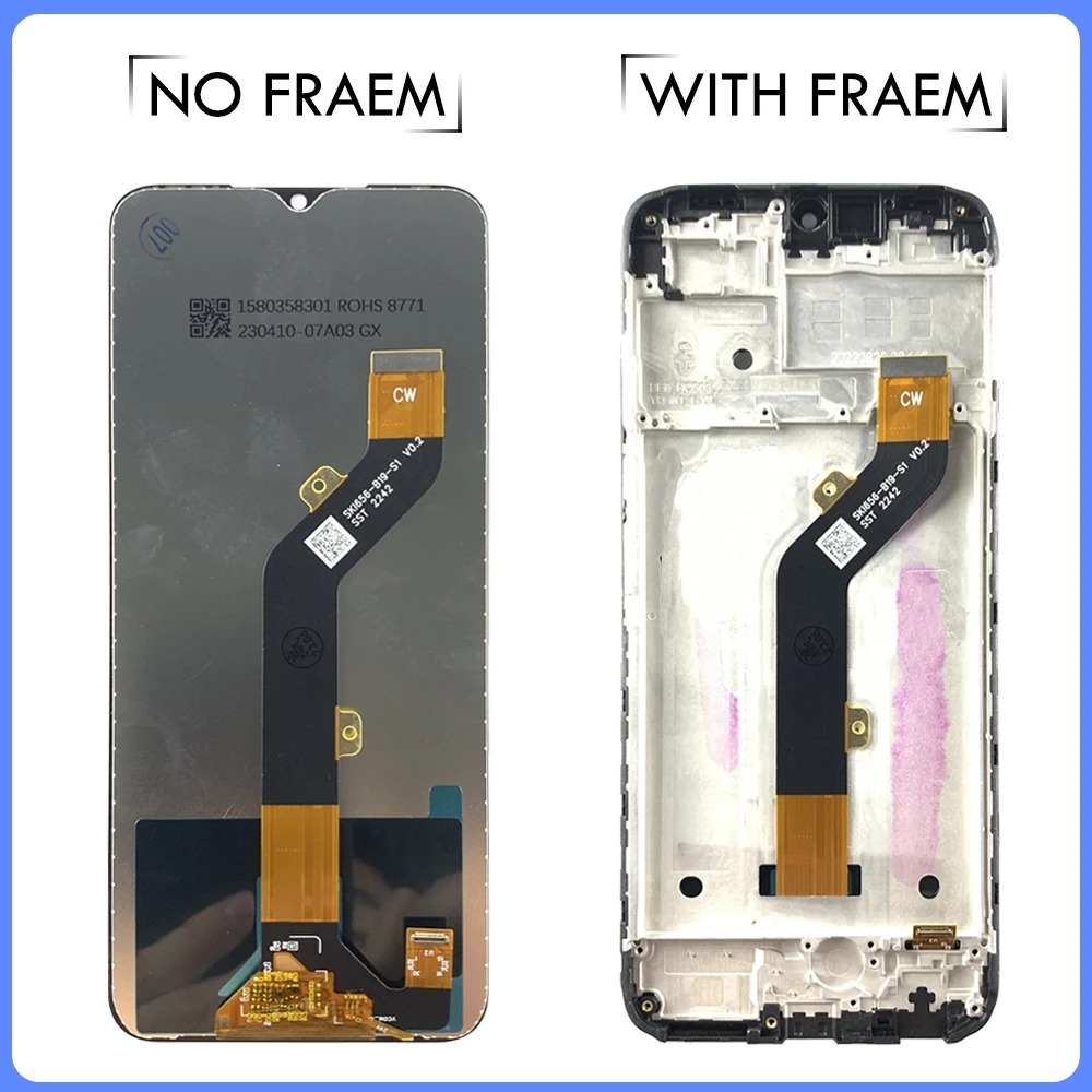 Dành cho Tecno Pop 6 Pro BE8 Màn hình LCD Bộ số hóa màn hình cảm ứng có khung lắp ráp