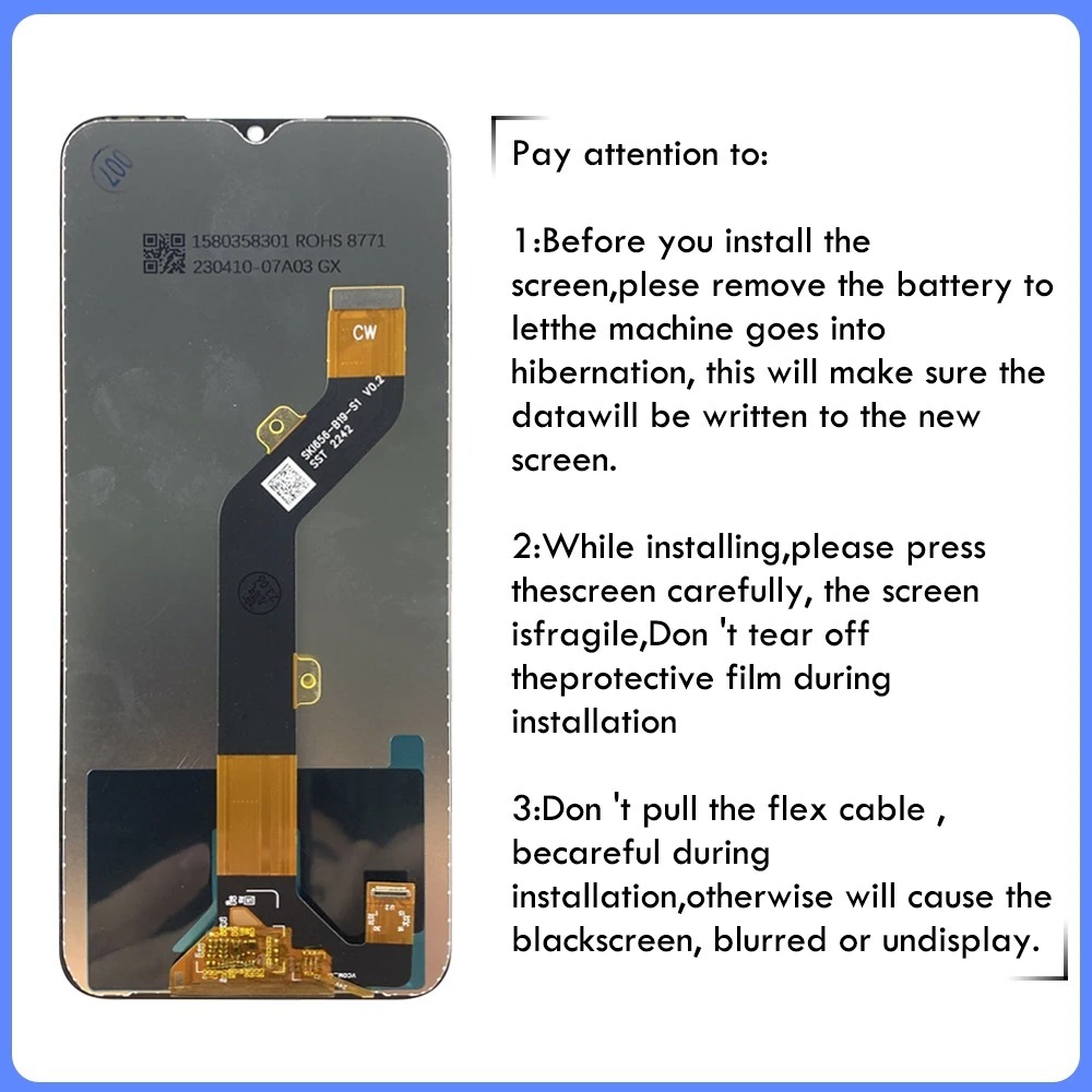 Dành cho Tecno Pop 6 Pro BE8 Màn hình LCD Bộ số hóa màn hình cảm ứng có khung lắp ráp