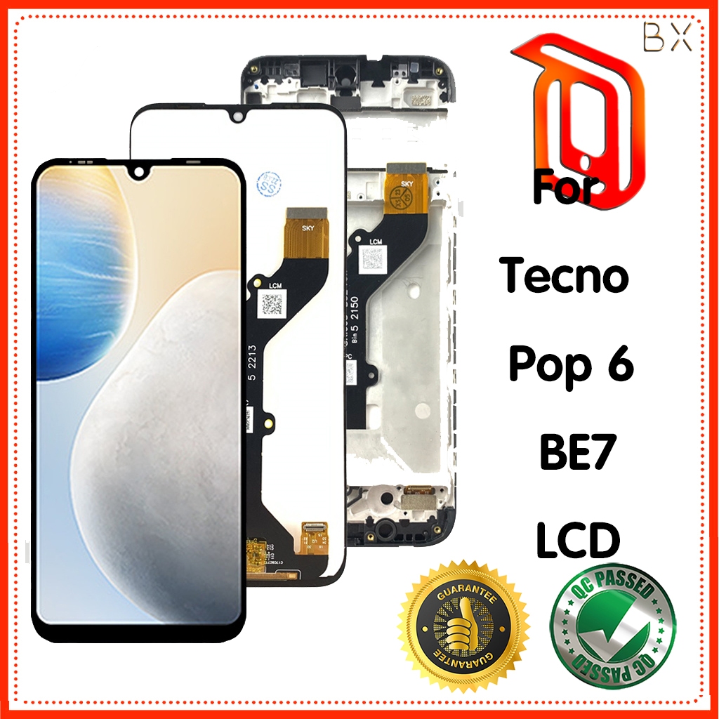 Dành Cho Tecno POP 6 Màn Hình LCD Màn Hình Cảm Ứng Lắp Ráp Bộ Số Hóa Cho POP6 BE7 Màn Hình LCD Bộ Phận Sửa Chữa