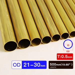 Fuyi Ống đồng thau Độ dày tường 0,5mm OD 21-30mm Chiều dài 300mm 500mm Ống tròn rỗng đường kính ngoài 21 22 23 24 25 26 28 30 mm