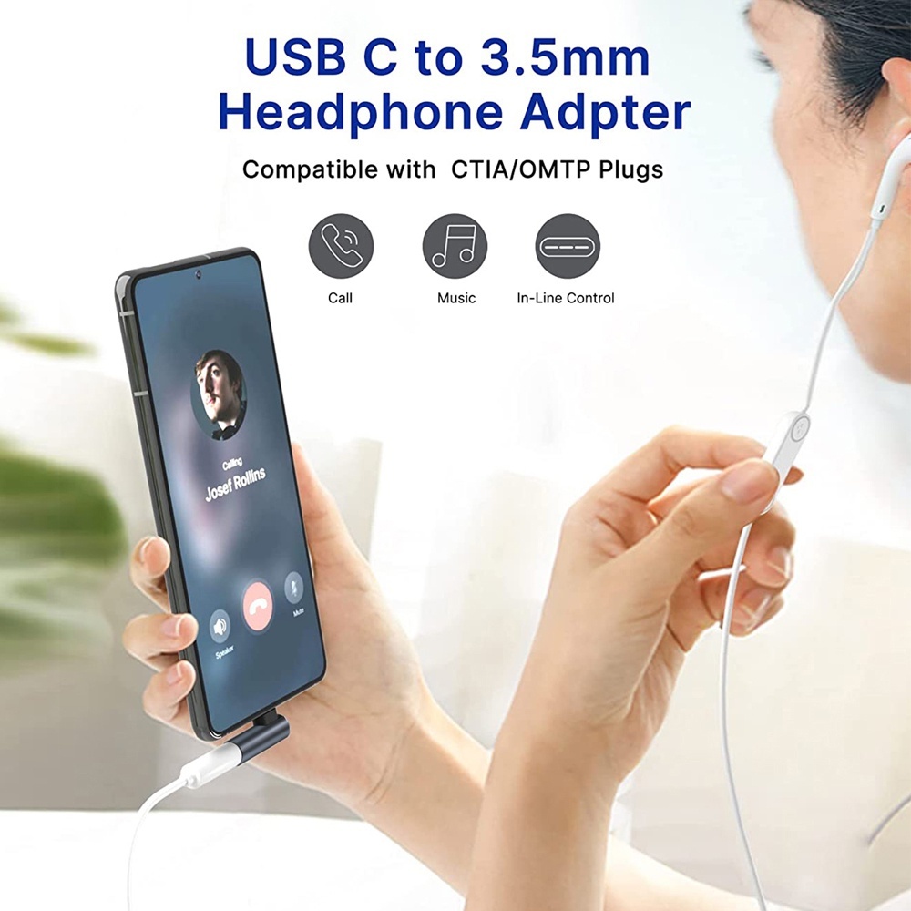 Ảnh Hdoorlink USB Type-C Sang 3.5 mm Jack Bộ Chuyển Đổi Âm Thanh Khuỷu Tay IOS Sang Tai Nghe Aux Jack Chuyển Đổi Cho Điện Thoại 3
