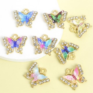 10 Chiếc Nhiều Màu Gradient Acrylic Inlay Bướm Quyến Rũ Với Kim Cương Giả, Tinh Tế Dreamy Hai Lớp Hợp Kim Bướm Mặt Dây Chuyền Cho DIY Vòng Cổ Vòng Tay Bông Tai Phụ Kiện Tóc