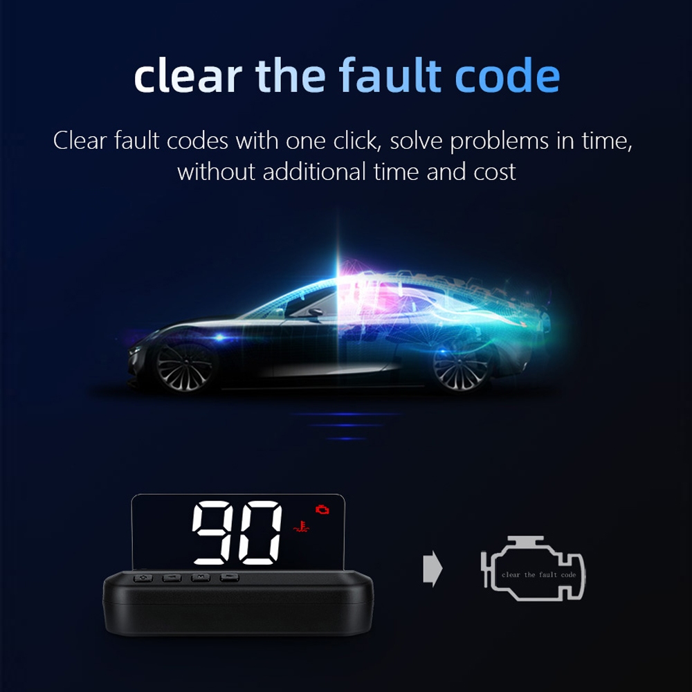 Hud C100 OBD2 Màn hình hiển thị đầu LCD ô tô Máy quét đa chức năng cho Honda Toyota Mã lỗi động cơ ô tô Mã báo động tốc độ nước trong suốt Không có ma
