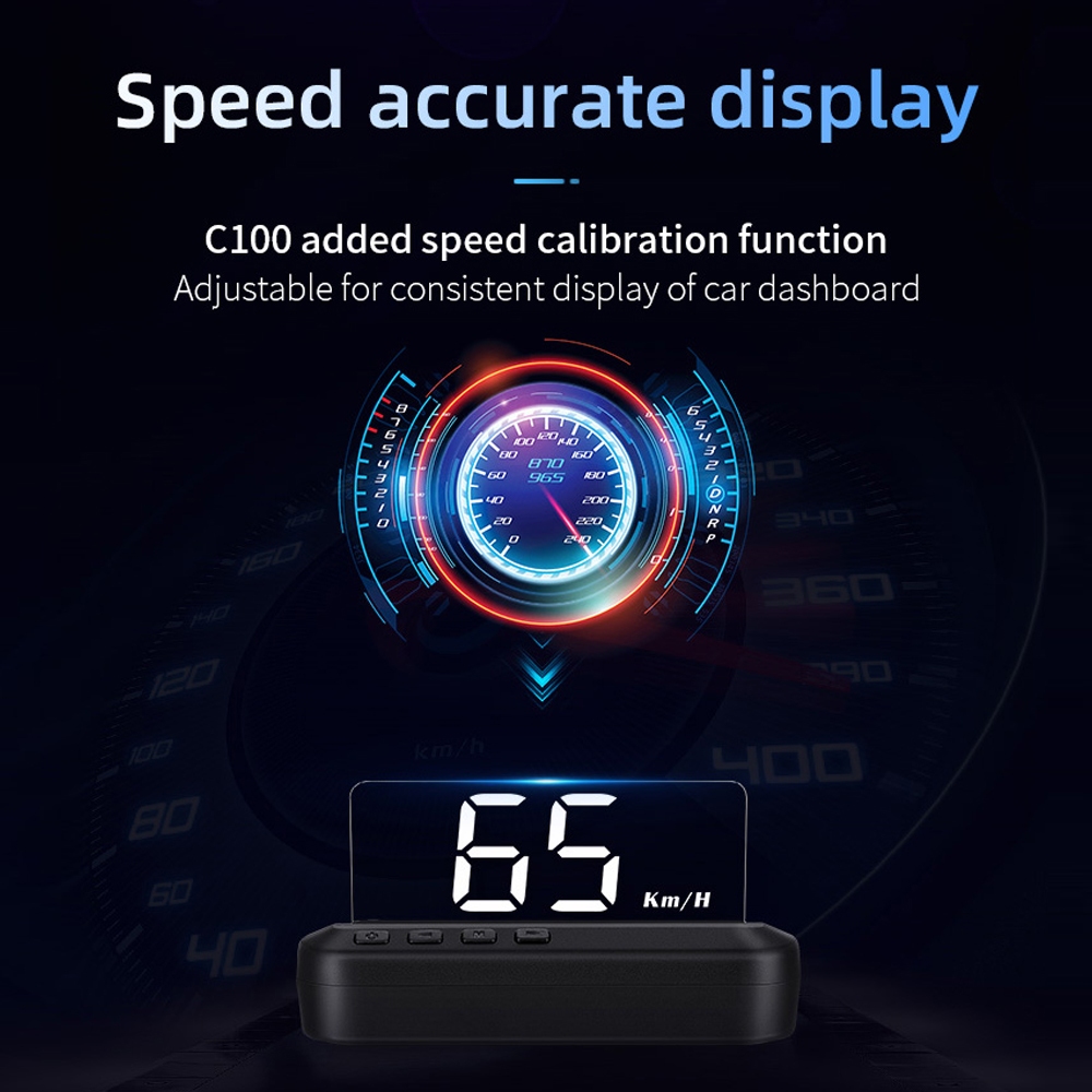 Hud C100 OBD2 Màn hình hiển thị đầu LCD ô tô Máy quét đa chức năng cho Honda Toyota Mã lỗi động cơ ô tô Mã báo động tốc độ nước trong suốt Không có ma