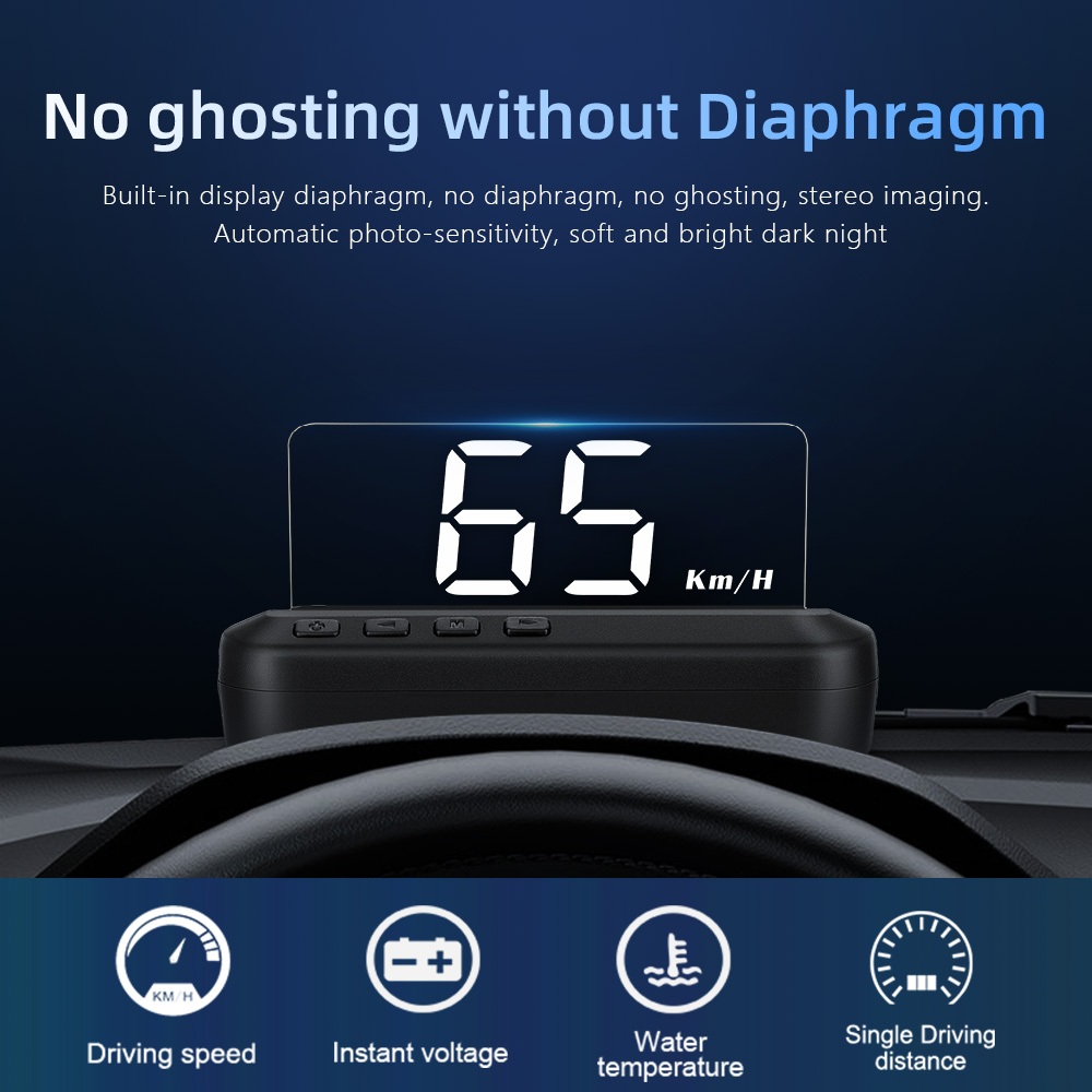Hud C100 OBD2 Màn hình hiển thị đầu LCD ô tô Máy quét đa chức năng cho Honda Toyota Mã lỗi động cơ ô tô Mã báo động tốc độ nước trong suốt Không có ma