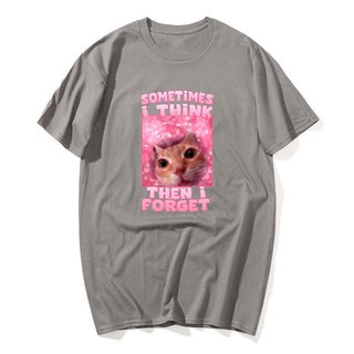 Đôi Khi Tôi Nghĩ Sau Đó Tôi Quên Ngộ nghĩnh Mèo Meme Tee Áo Sơ Mi Nữ Ngu Ngốc Hài Hước Mèo Áo Thun Thời Trang Cotton Tay Ngắn Áo