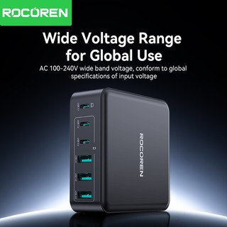 Rocoren 160W 3C + 3A Bộ sạc máy tính để bàn sạc nhanh PD QC.0 PPS SCP Sạc nhanh cho điện thoại, máy tính xách tay