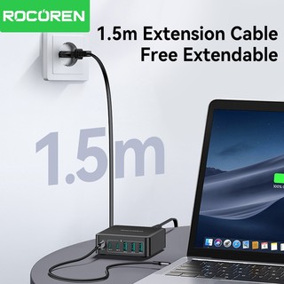 Rocoren 160W 3C + 3A Bộ sạc máy tính để bàn sạc nhanh PD QC.0 PPS SCP Sạc nhanh cho điện thoại, máy tính xách tay