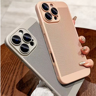 Ốp Điện Thoại Siêu Mỏng PC Cứng Lưới Thoáng Khí Tản Nhiệt Ốp Lưng Cho iPhone 16 15 14 13 12 11 Pro Max 14 15 16 Plus