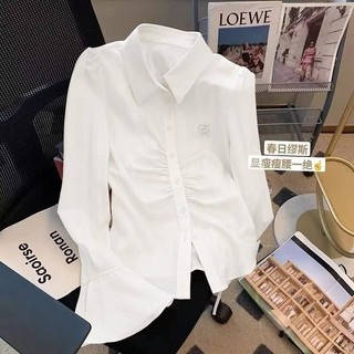 Áo sơ mi dài tay xếp ly nữ phong cách Hàn Quốc