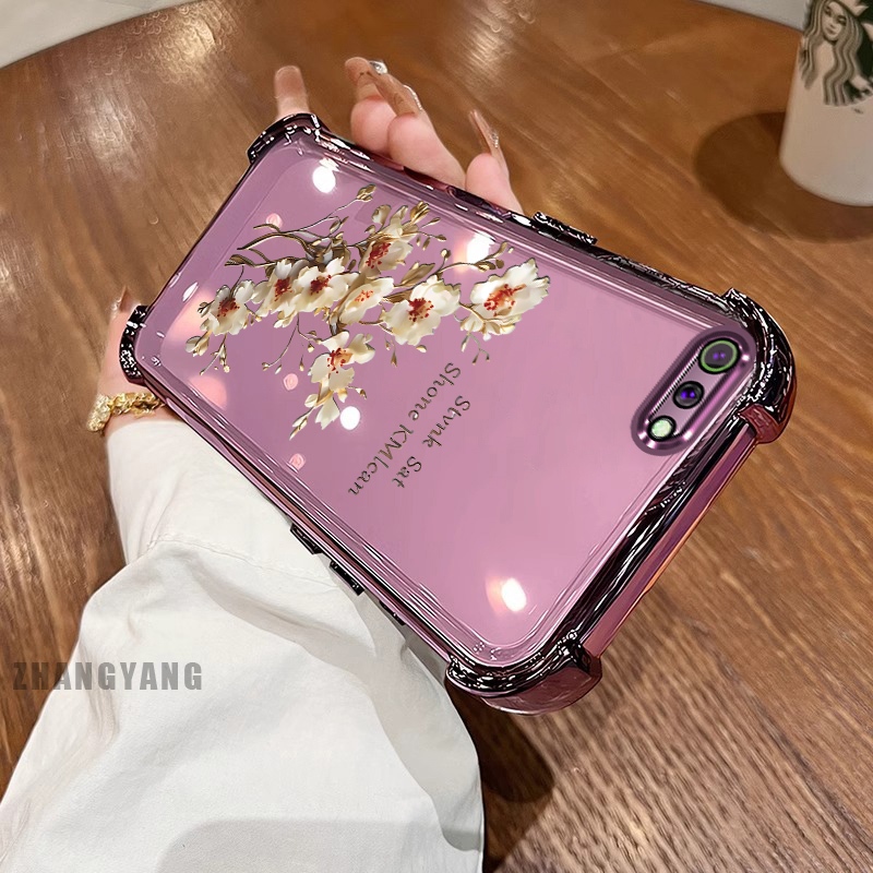 Ốp Lưng Cho OPPO A3S A12e A1k Ốp Điện Thoại Mạ Điện Bốn Góc Chống Rơi Cây Thẩm Mỹ Nhánh Hoa Thiết Kế Mới TPU Silicon Mềm case