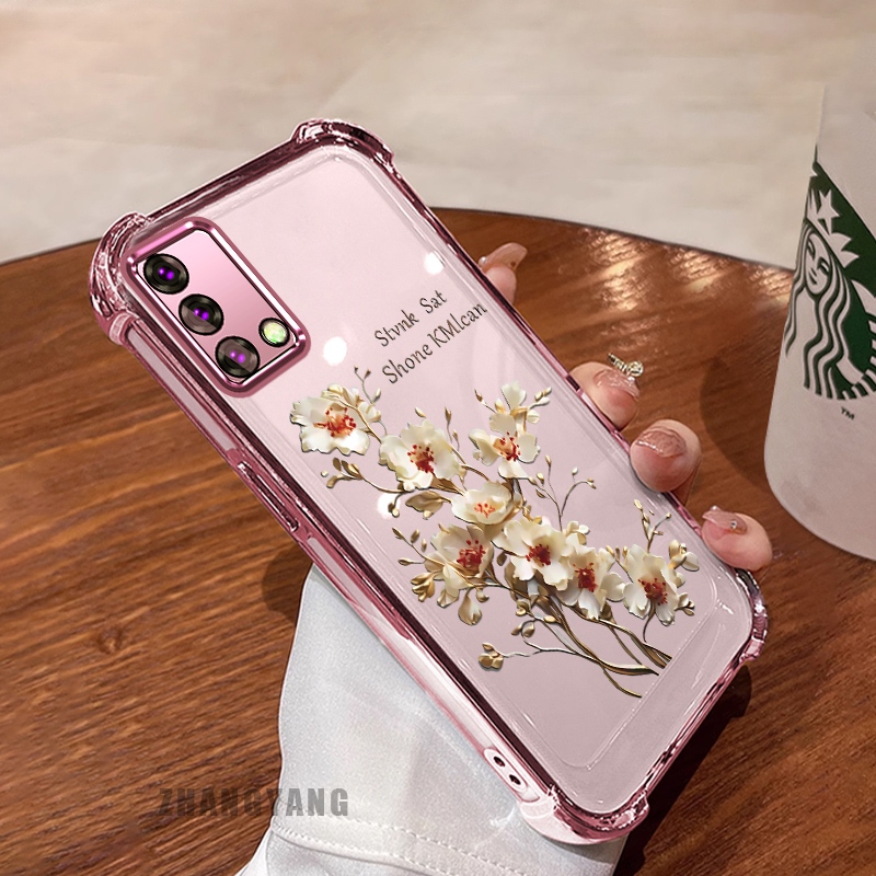 Ốp Lưng Cho OPPO A74 4G A95 4G Ốp Điện Thoại Mạ Điện Bốn Góc Chống Rơi Cây Thẩm Mỹ Nhánh Hoa Thiết Kế Mới TPU Silicon Mềm case