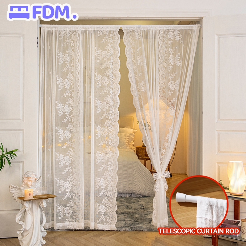 FDM Rèm cửa ren kiểu Pháp 1m3 * 2m cột kính thiên văn Lắp đặt không cần khoan