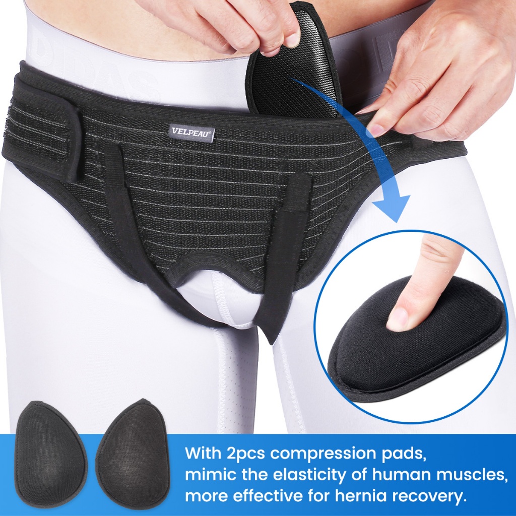 Ảnh Đai đeo phục hồi VELPEAU cải thiện tình trạng thoát vị hỗ trợ thể thao có 2 miếng đệm nén tháo rời được chuyên dụng 4